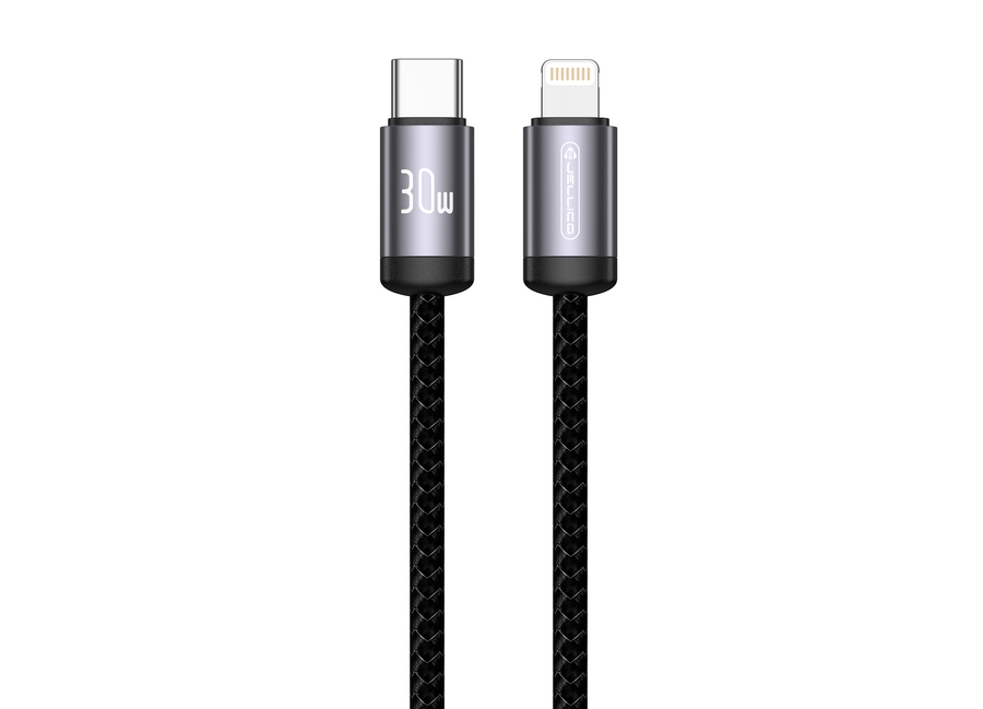 Jellico cable B27 USB-C - Lightning PD 30W 1M Black снимка 1