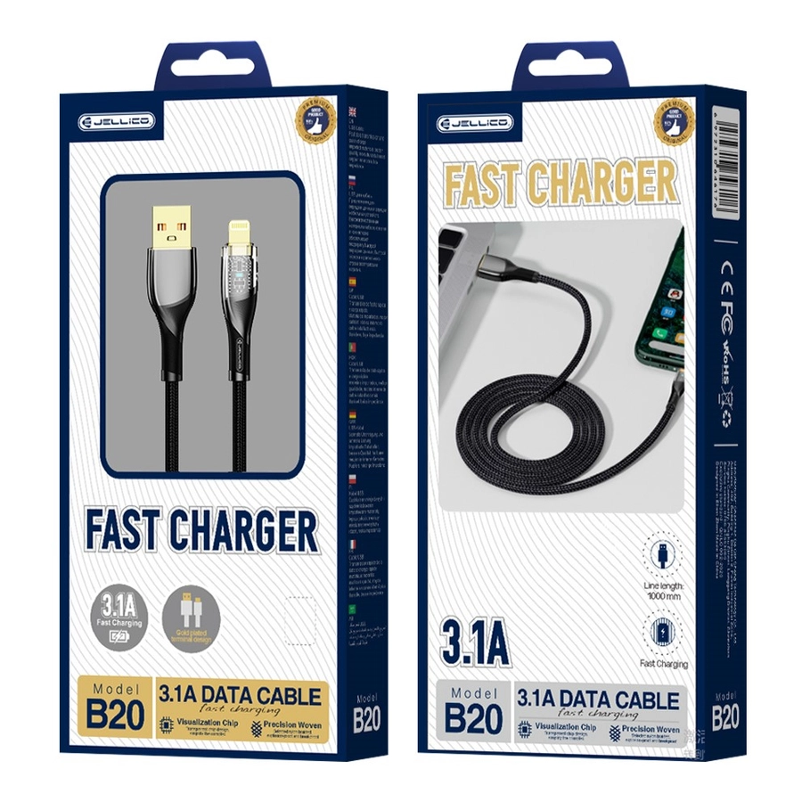 Jellico cable B20 Lightning 3.1A 1M Black(Cables)