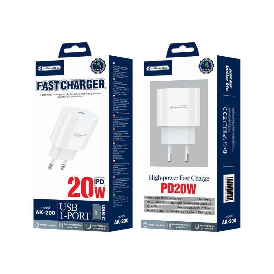 Jellico wall charger AK200 PD 20W 1xUSB-C White(Chargers)