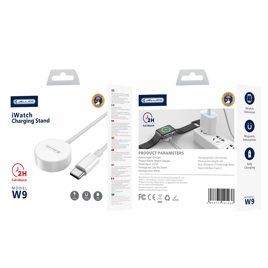 Jellico cable W9 USB-C - Apple Watch 3W 1M White(Cables)