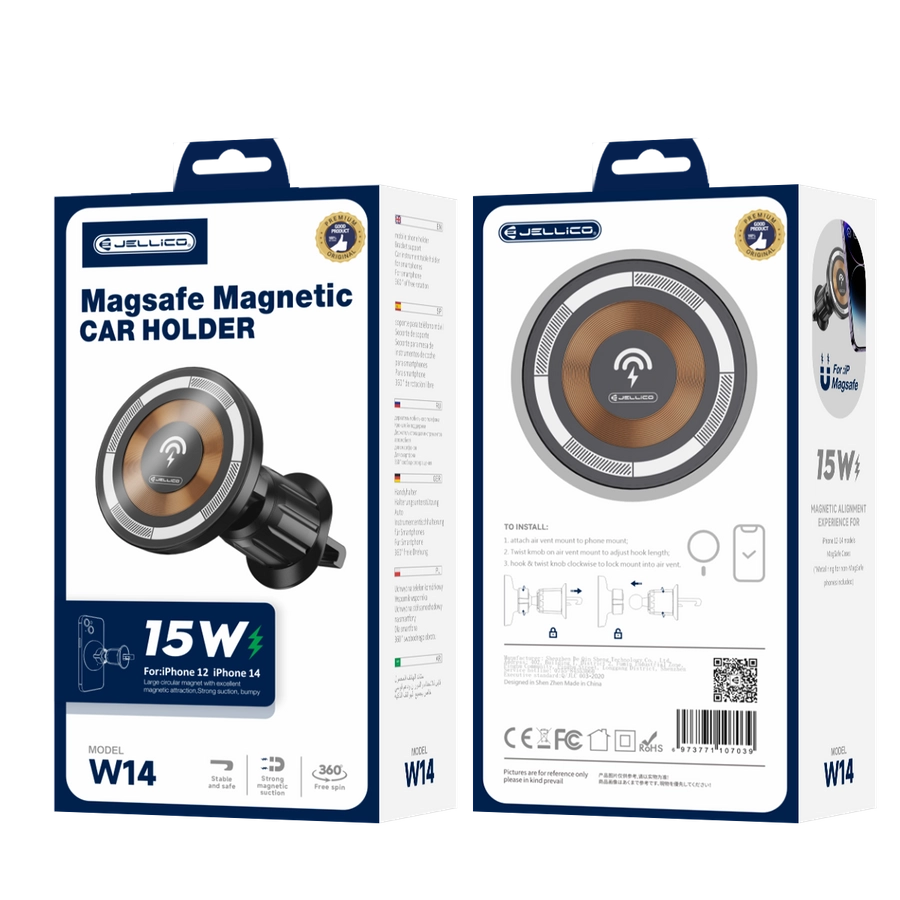 Jellico car holder Magsafe with wireless charging W14 15W Black(Phone holders)