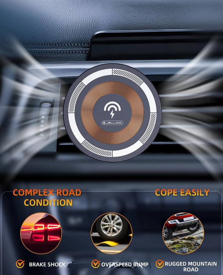 Jellico car holder Magsafe with wireless charging W14 15W Black снимка 3