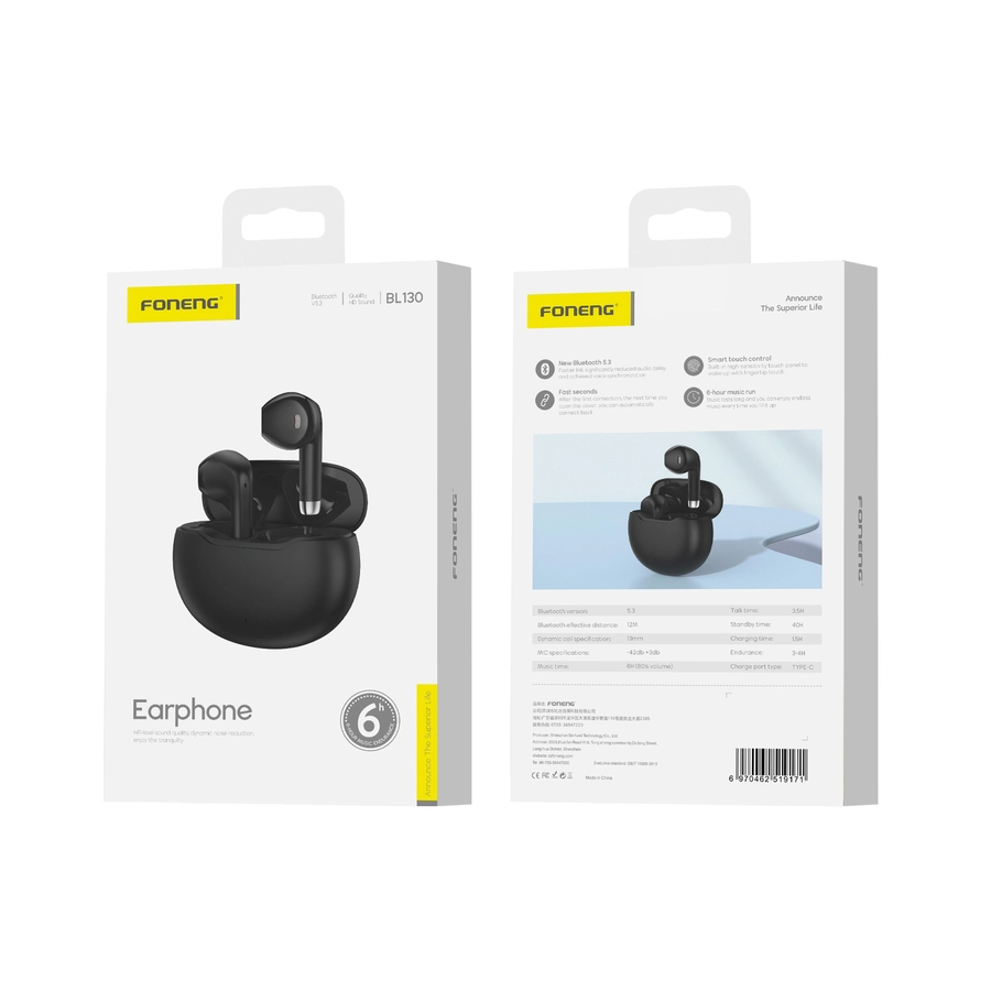 FONENG wireless earphones BL130 Black(Headphones)