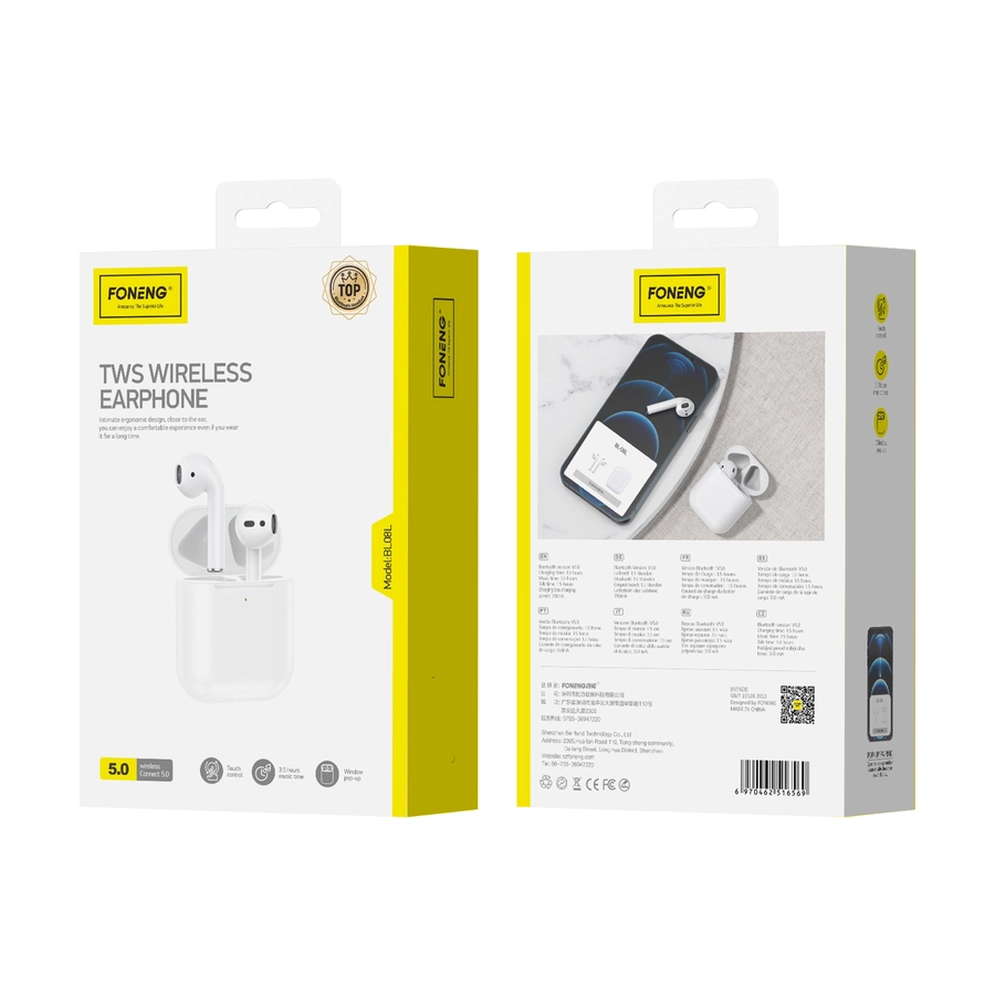 FONENG wireless earphones BL08L White(Headphones)