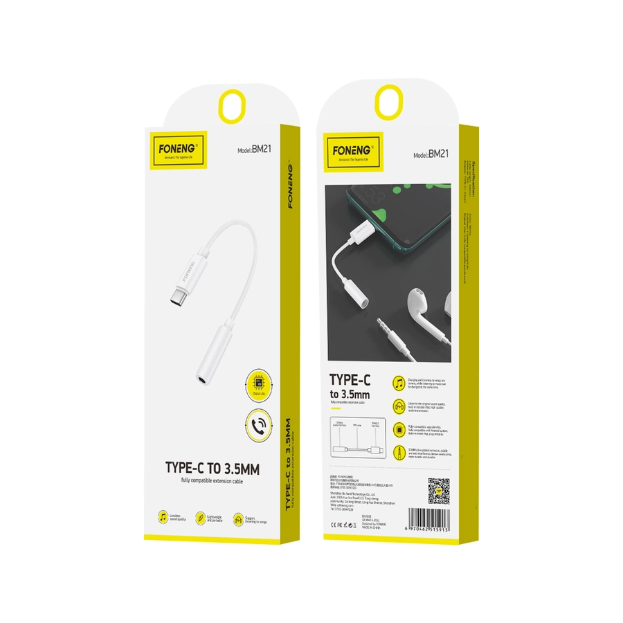 FONENG adapter BM21 USB-C - JACK 3.5MM 0.1M White(Adapters)