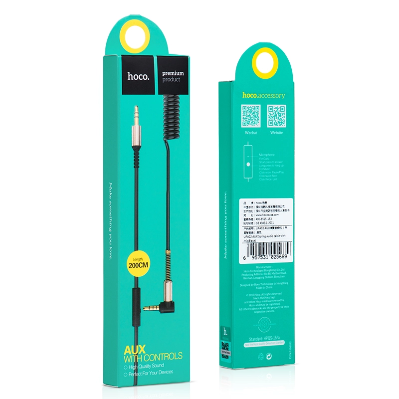 HOCO cable UPA02 JACK 3.5MM - JACK 3.5MM with microphone 2M Black(Cables)