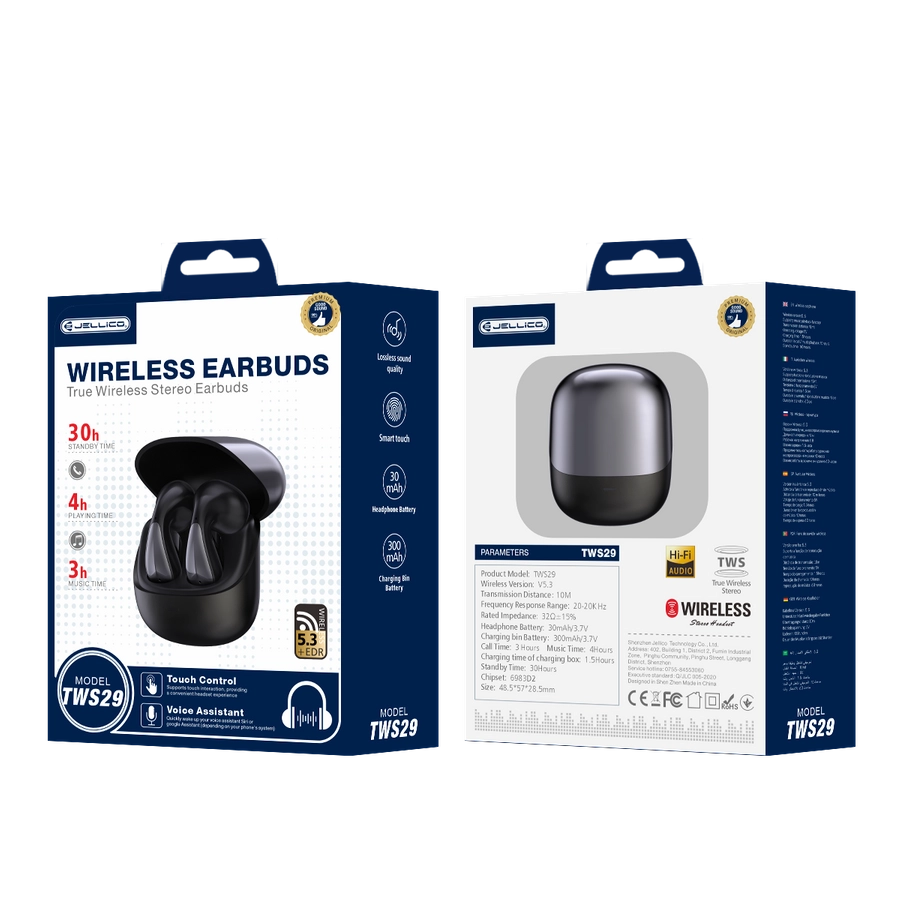 Jellico wireless earphones TWS29 Black(Headphones)