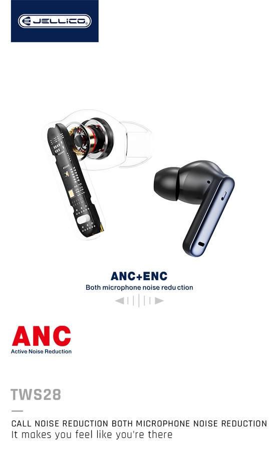 Jellico wireless earphones (ANC+ENC) TWS28 Black снимка 6