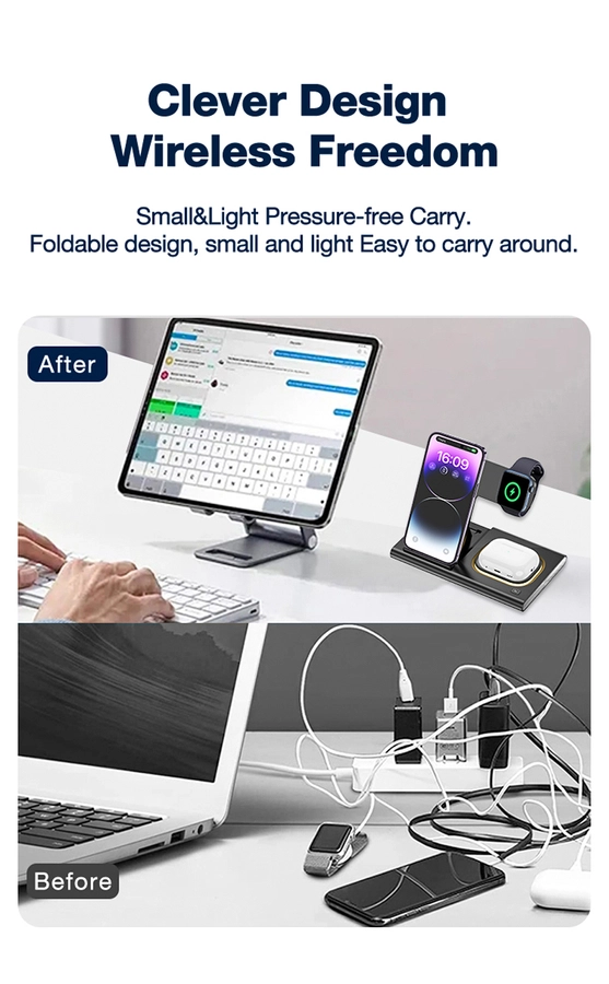 Jellico wireless charger 3in1 W12 15W Black снимка 2