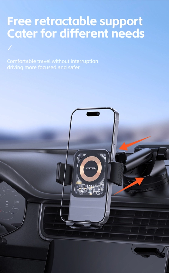 Jellico car holder with wireless charging W15 15W Black снимка 3