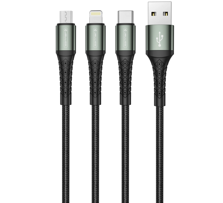 Jellico cable B11 3in1 3.1A 1.2M Black снимка 1