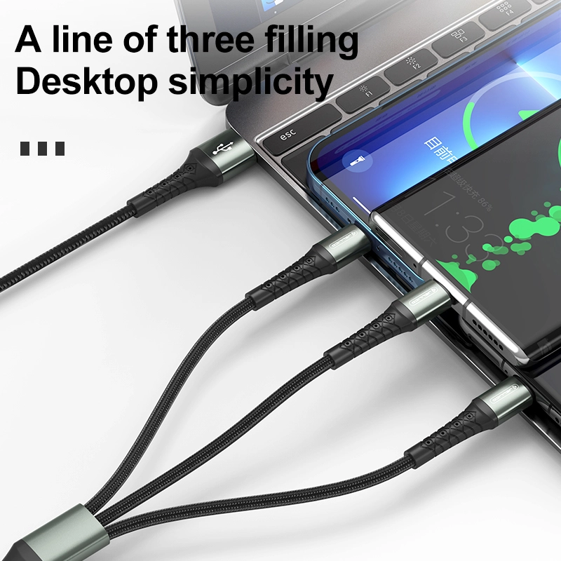 Jellico cable B11 3in1 3.1A 1.2M Black снимка 4