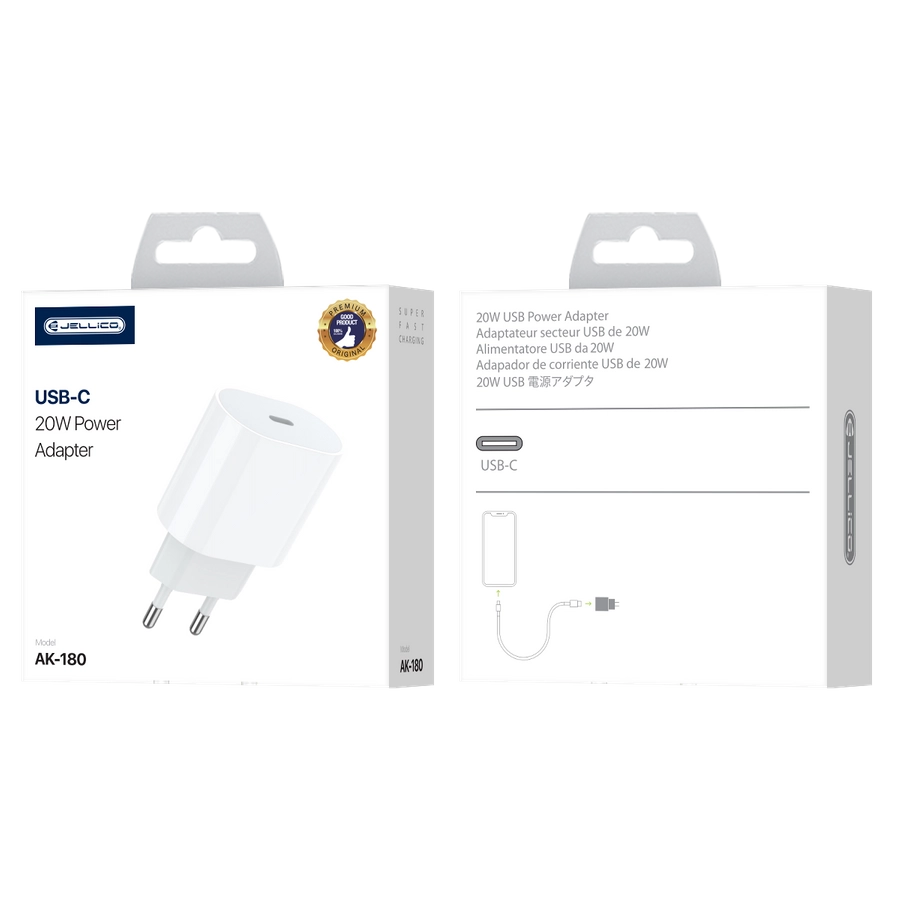 Jellico wall charger AK180 PD 20W 1xUSB-C White(Chargers)