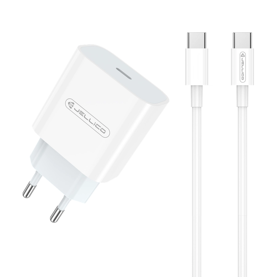 Jellico wall charger AK180 PD 20W 1xUSB-C + cable USB-C - USB-C White снимка 1