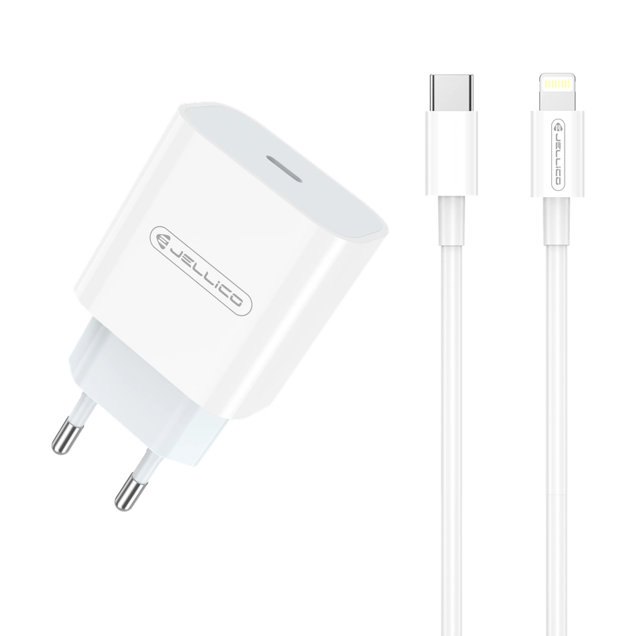 Jellico wall charger AK180 PD 20W 1xUSB-C + cable USB-C - Lightning White снимка 1