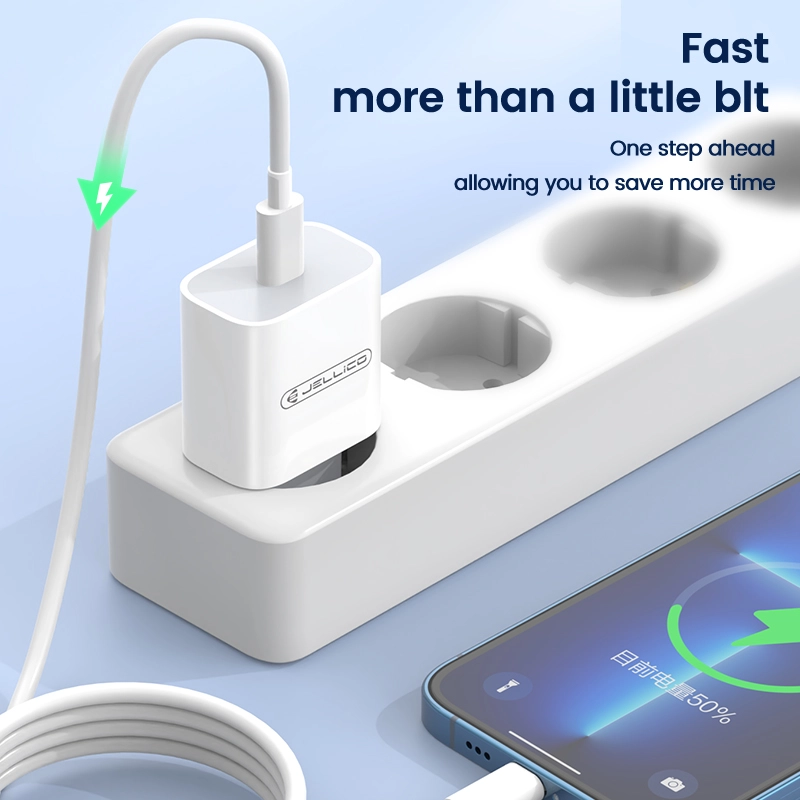 Jellico wall charger AK180 PD 20W 1xUSB-C + cable USB-C - Lightning White снимка 4