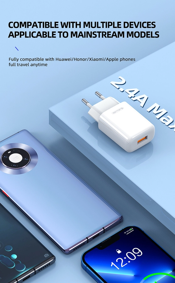 Jellico wall charger EU01 2.4A 12W 1xUSB White снимка 3
