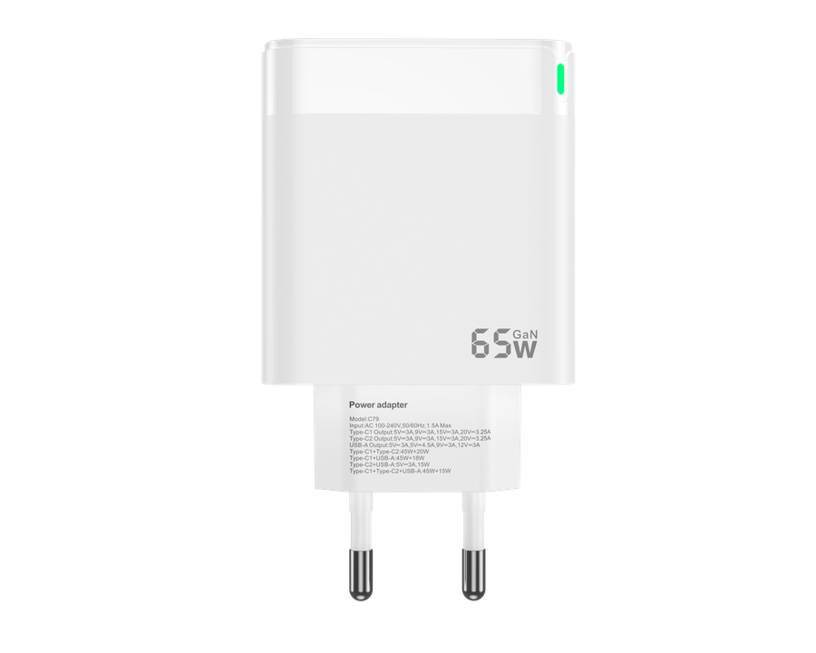 Jellico wall charger C79 GaN PD 65W 2xUSB-C + 1xUSB QC3.0 White снимка 1