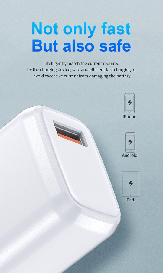 Jellico wall charger A77 22,5W 1xUSB QC3.0 White снимка 3