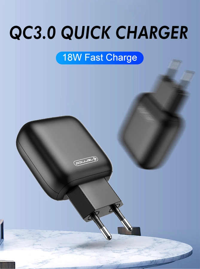 Jellico wall charger C32 18W 1xUSB QC3.0 + cable Lightning Black снимка 3