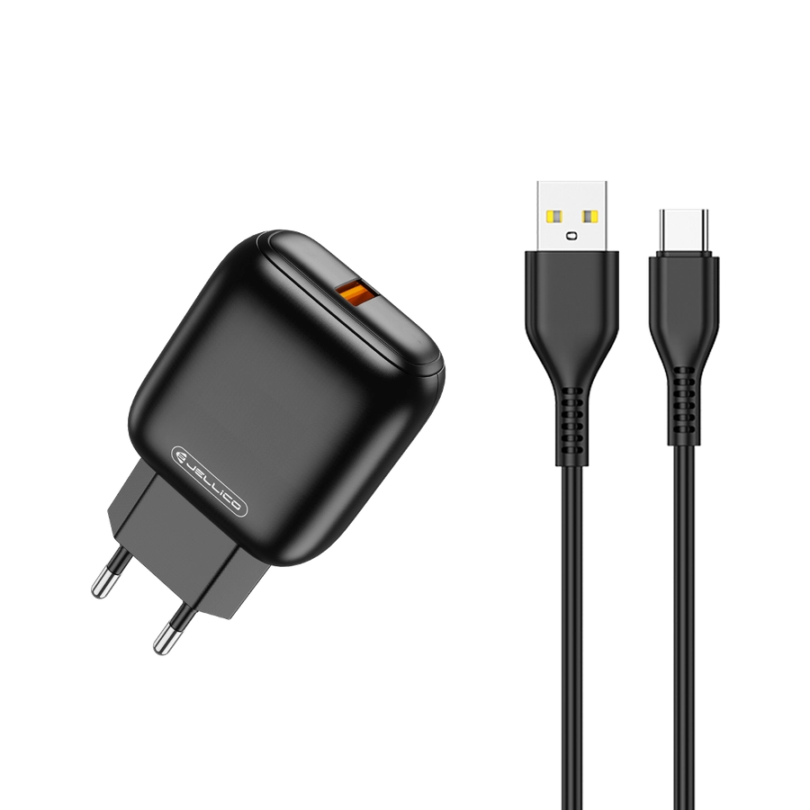 Jellico wall charger C32 18W 1xUSB QC3.0 + cable USB-C Black снимка 1