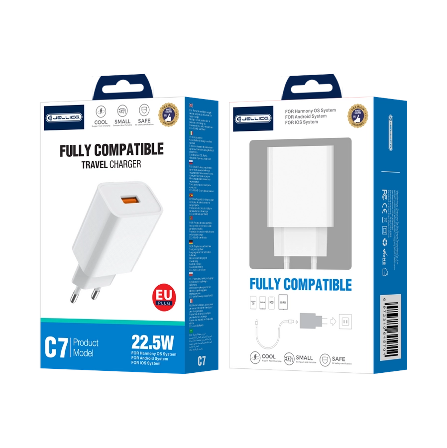 Jellico wall charger C7 22.5W 1xUSB QC3.0 White(Chargers)