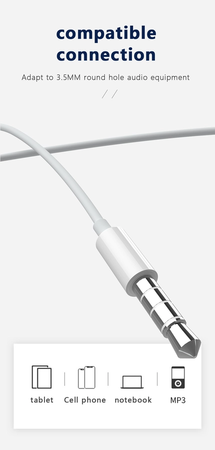 Jellico wired earphones EP3A JACK 3.5MM with microphone 1.2M White снимка 2