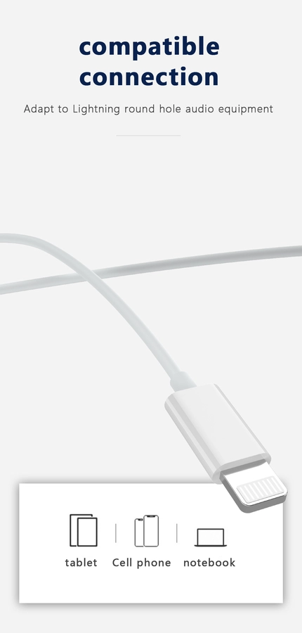 Jellico wired earphones EP3A Lightning with microphone 1.2M White снимка 2