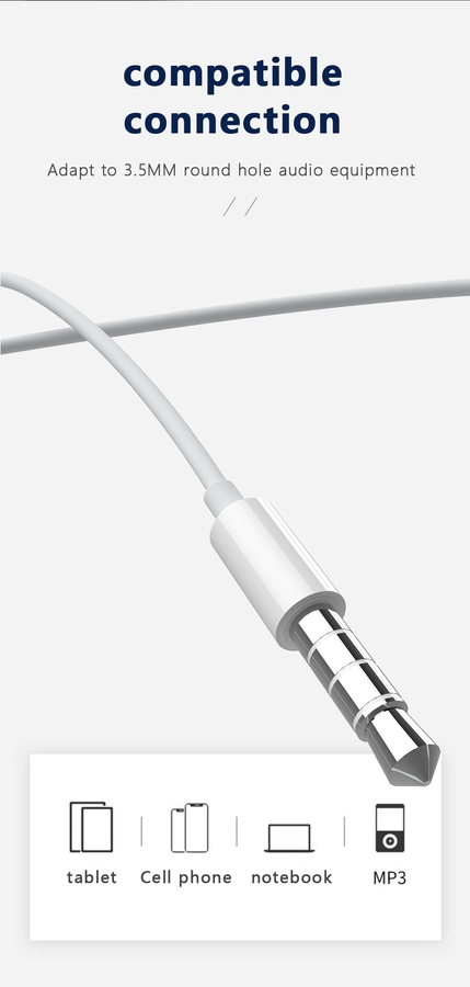 Jellico wired earphones EP2A JACK 3.5MM with microphone 1.2M White снимка 2