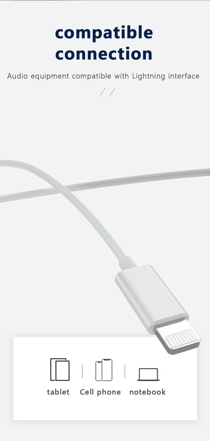 Jellico wired earphones EP2A Lightning with microphone 1.2M White снимка 2