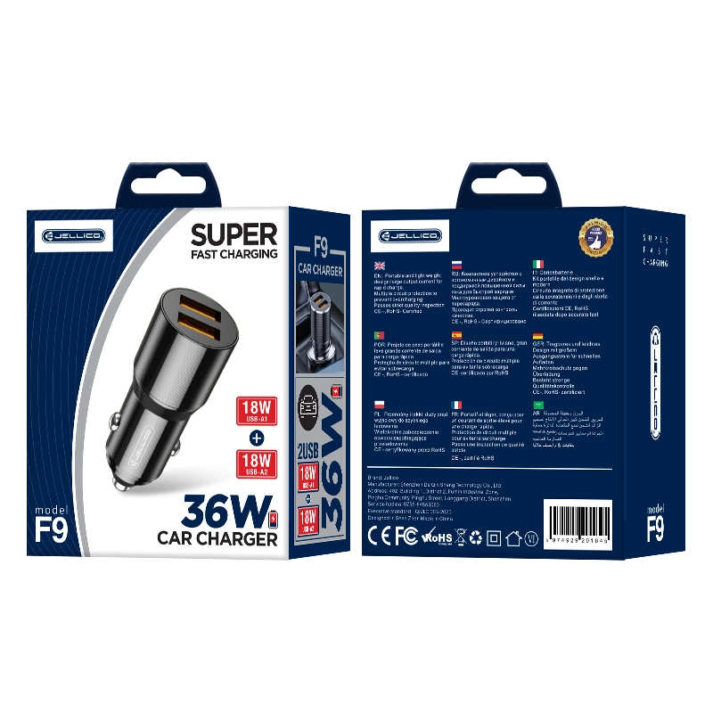 Jellico car charger F9 36W 2xUSB QC3.0 Black(Chargers)