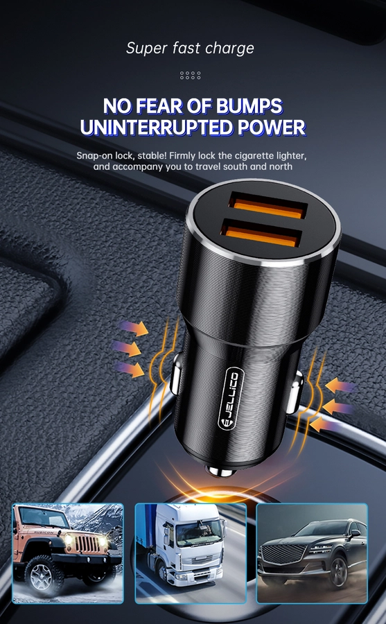 Jellico car charger F9 36W 2xUSB QC3.0 Black снимка 3