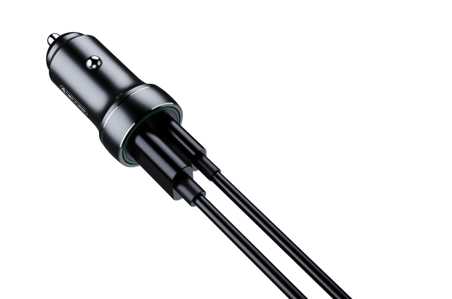 Jellico car charger F4 PD 20W 1xUSB-C + 1xUSB QC3.0 + cable Lightning Black снимка 1