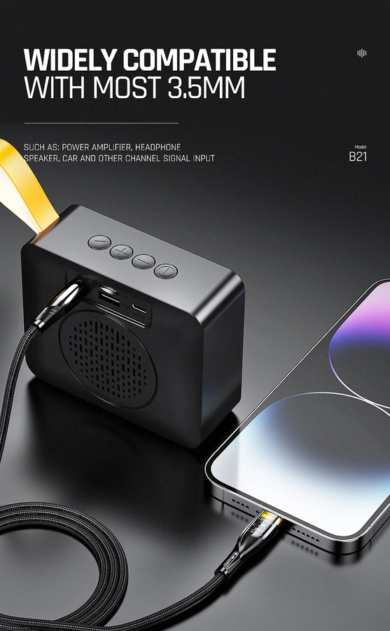 Jellico cable B21 Lightning - JACK 3.5MM 1.2M Black снимка 2