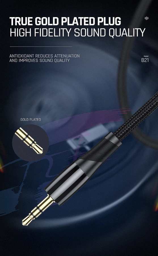 Jellico cable B21 JACK 3.5MM - JACK 3.5MM 1.2M Black снимка 3