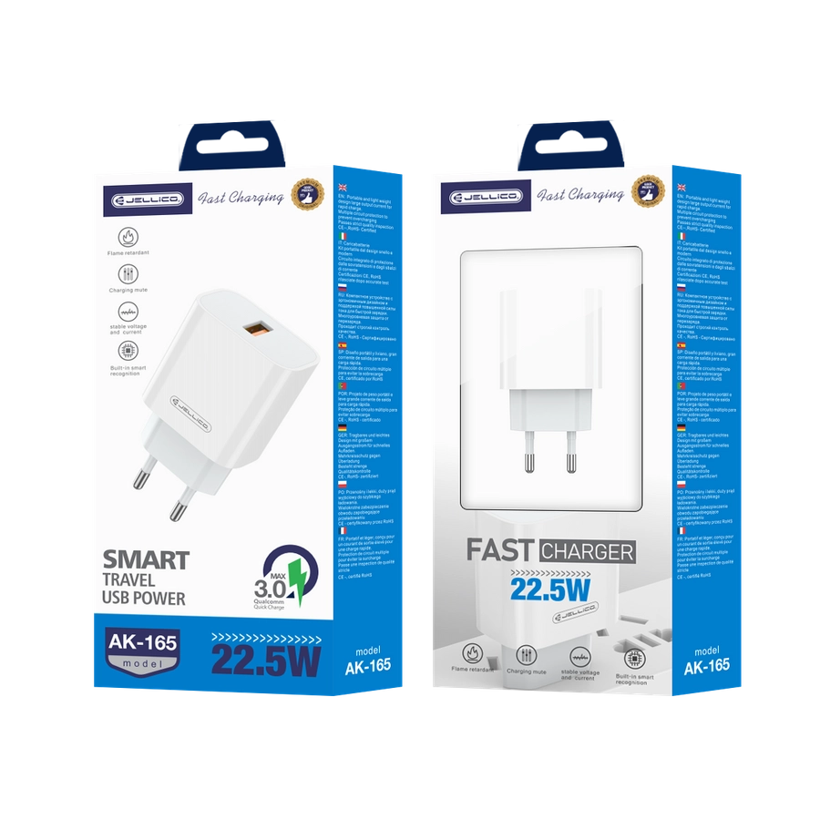 Jellico wall charger AK165 22,5W 1xUSB QC3.0 White(Chargers)