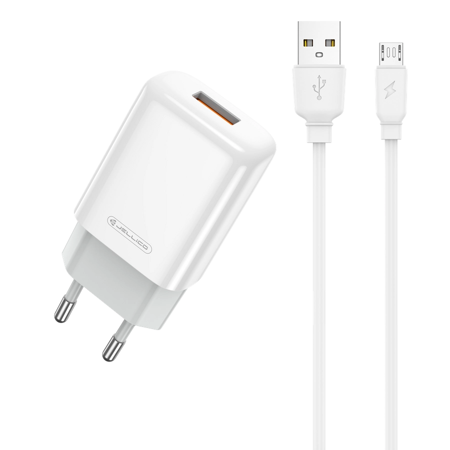 Jellico wall charger EU01 2.4A 12W 1xUSB + cable Micro White снимка 1