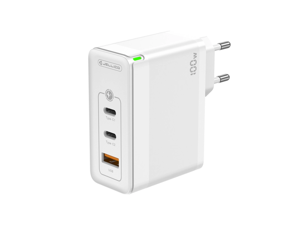 Jellico wall charger C118 GaN PD 100W 2xUSB-C + 1xUSB QC3.0 White снимка 1