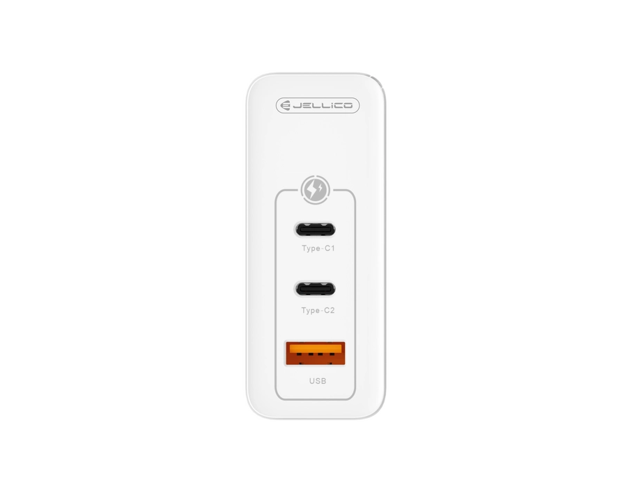 Jellico wall charger C118 GaN PD 100W 2xUSB-C + 1xUSB QC3.0 + cable USB-C - USB-C White снимка 3