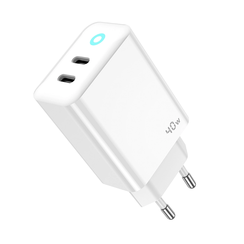 Jellico wall charger EU19 GaN PD 40W 2xUSB-C + cable USB-C - USB-C White снимка 1