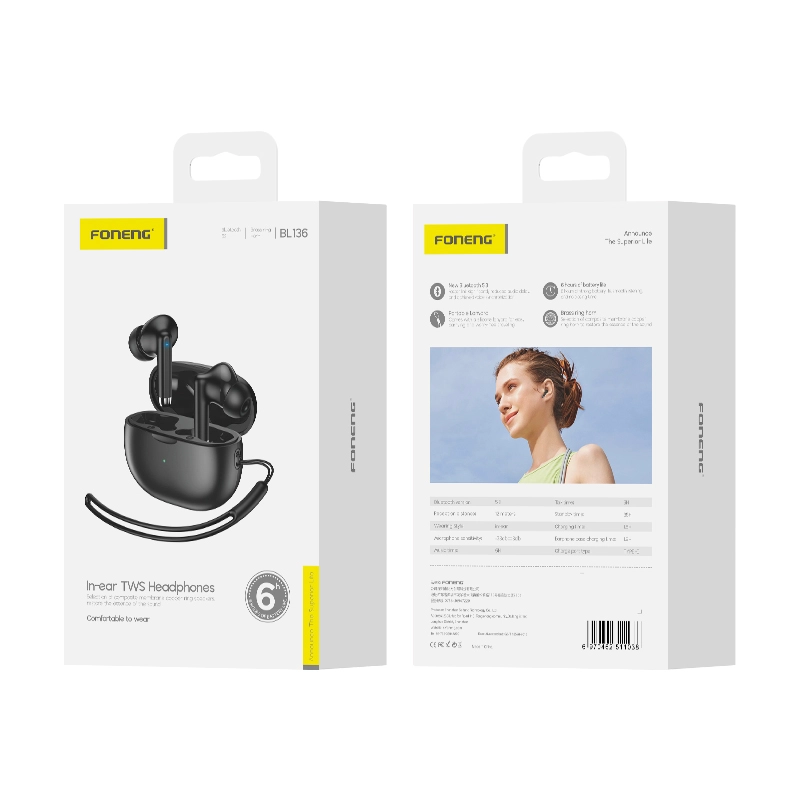 FONENG wireless earphones BL136 Black(Headphones)