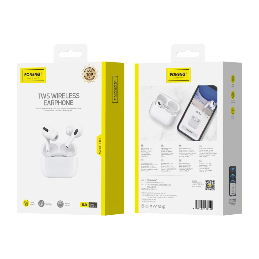 FONENG wireless earphones BL09L White(Headphones)