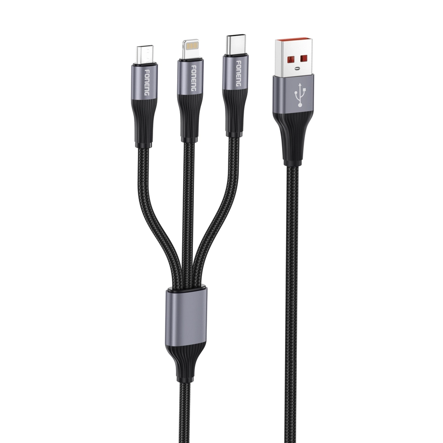 FONENG cable X112 3in1 3A 1.2M Black снимка 1