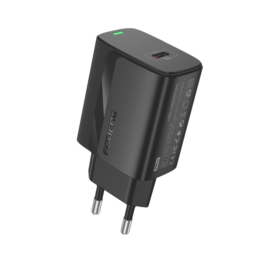 FONENG wall charger EU65 PD 20W 1xUSB-C Black снимка 1