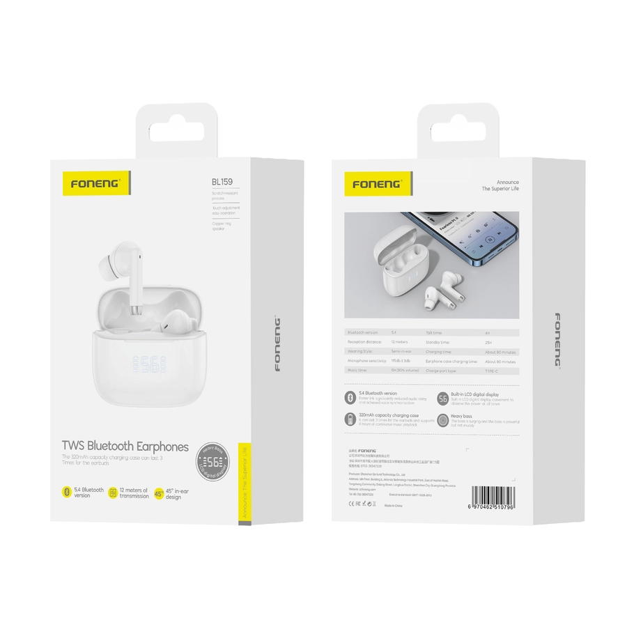 FONENG wireless earphones BL159 White(Headphones)
