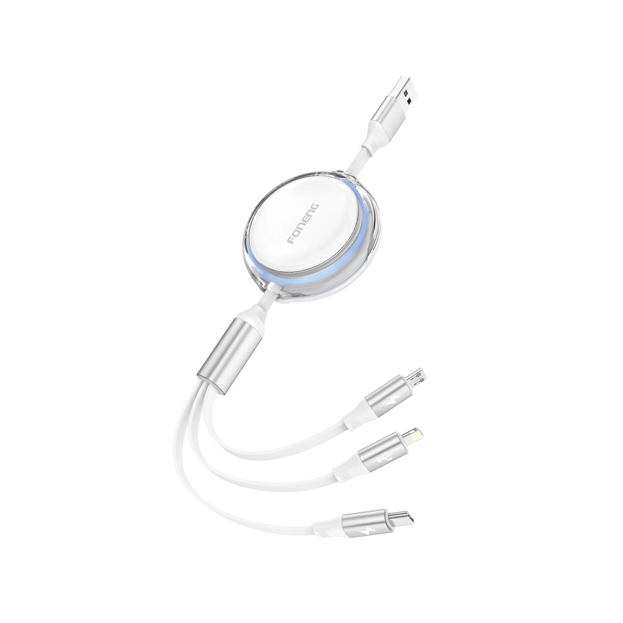 FONENG cable X113 3w1 3A 1.1M White снимка 1