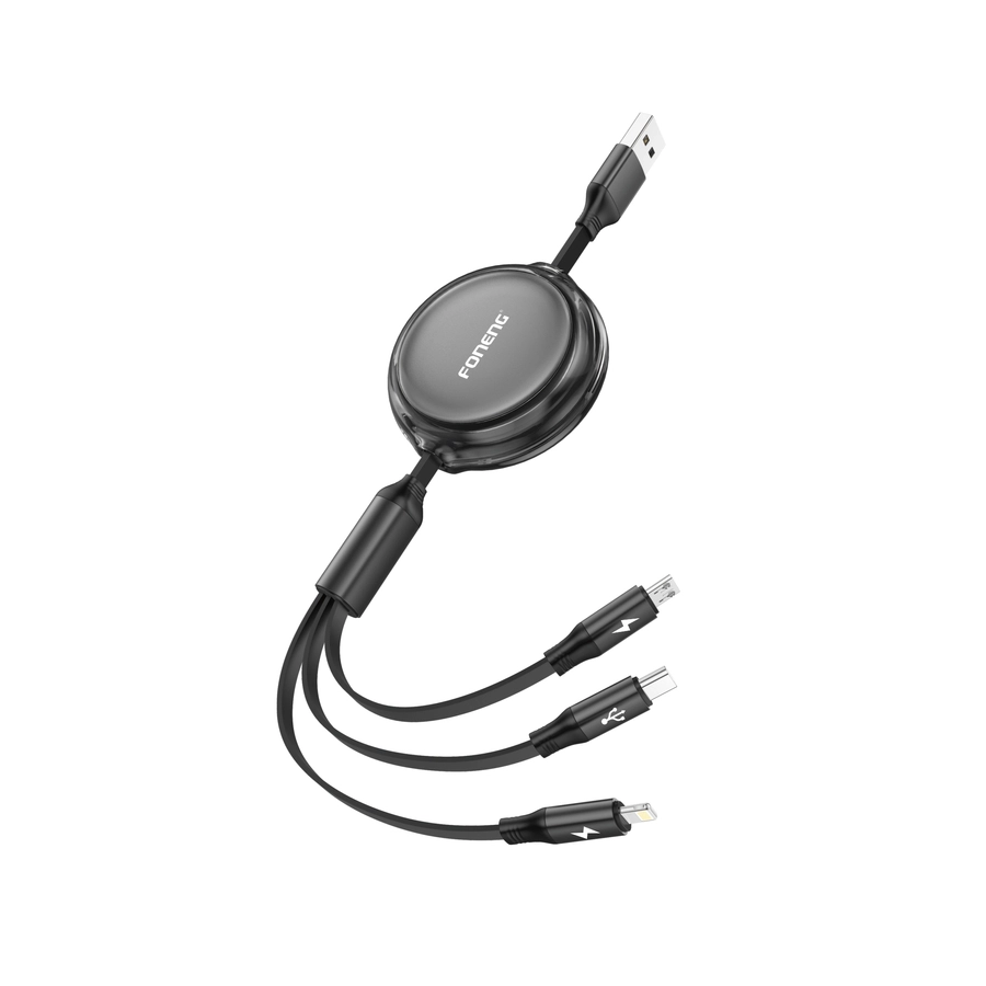 FONENG cable X113 3w1 3A 1.1M Black снимка 1