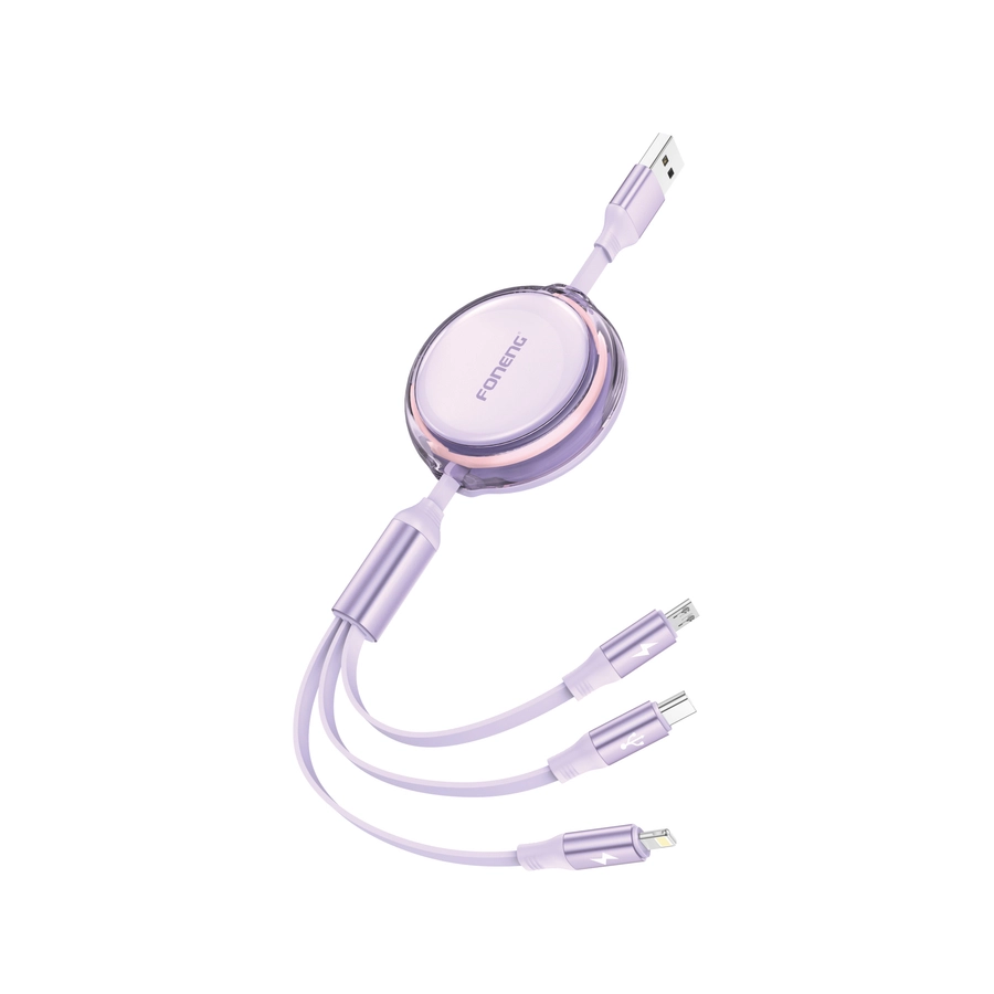 FONENG cable X113 3w1 3A 1.1M Purple снимка 1
