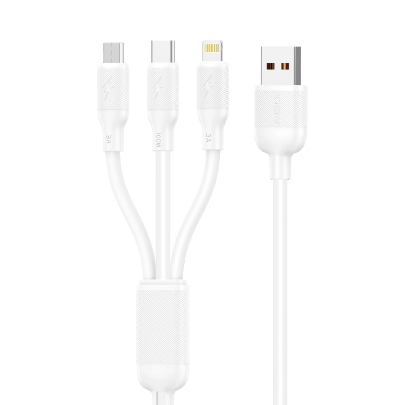 FONENG cable X80 3w1 100W 3A 1.2M White снимка 1