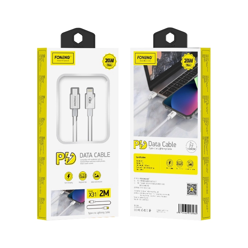FONENG cable X31 USB-C - Lightning PD 20W 2M White(Cables)
